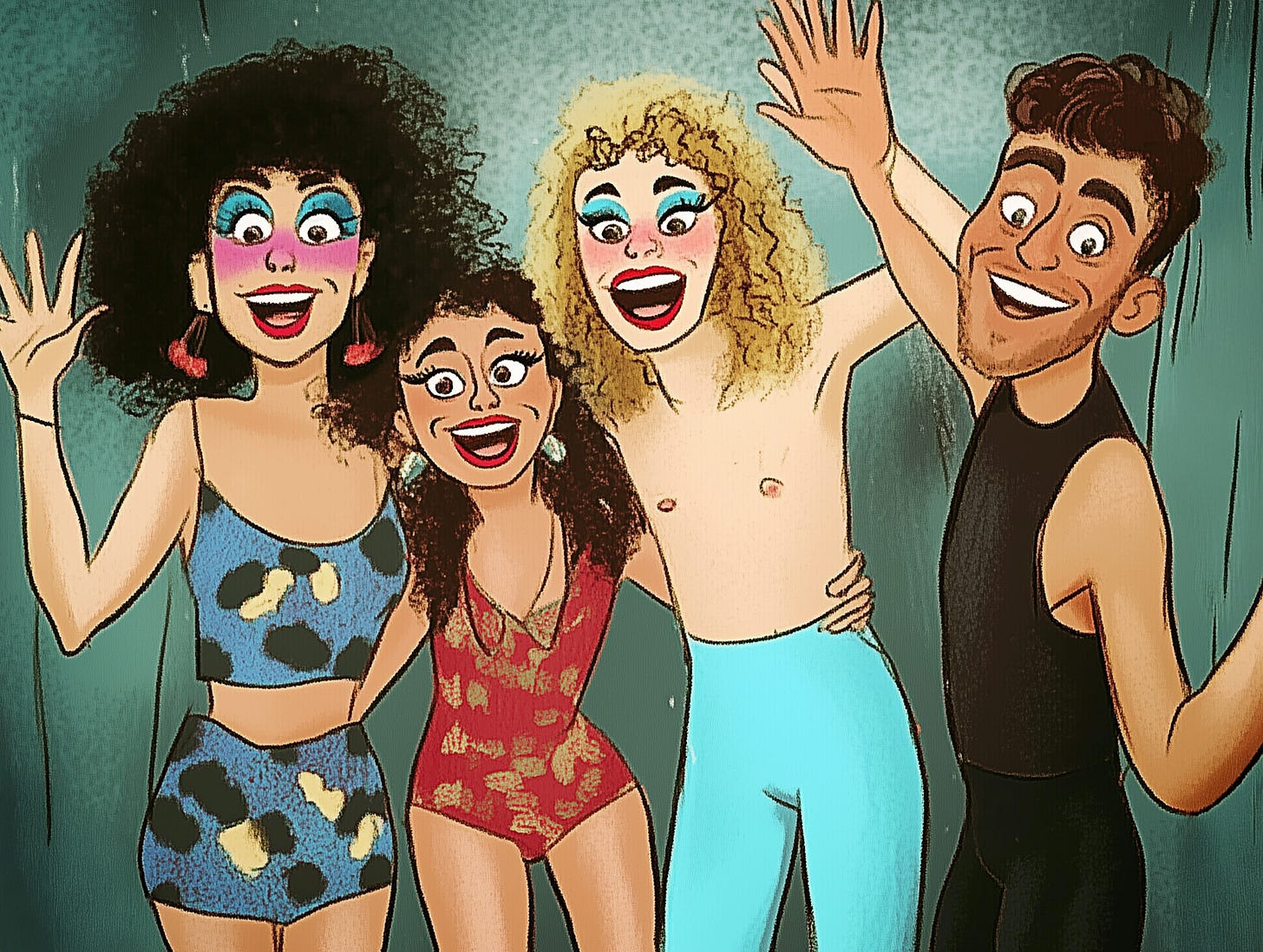 An illustration of four queer partiers