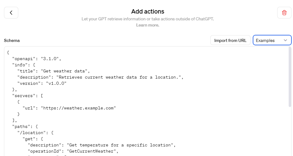 Example of actions you can add to GPT