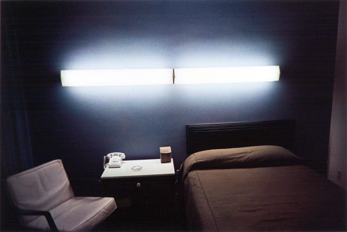 William Eggleston, Untitled (Motel Room with Fluorescents), from The Los Alamos-Portfolio (1965-1968).