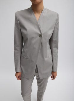 Oliver Cotton Stretch Tricotine Sculpted Blazer Grey Moon-1