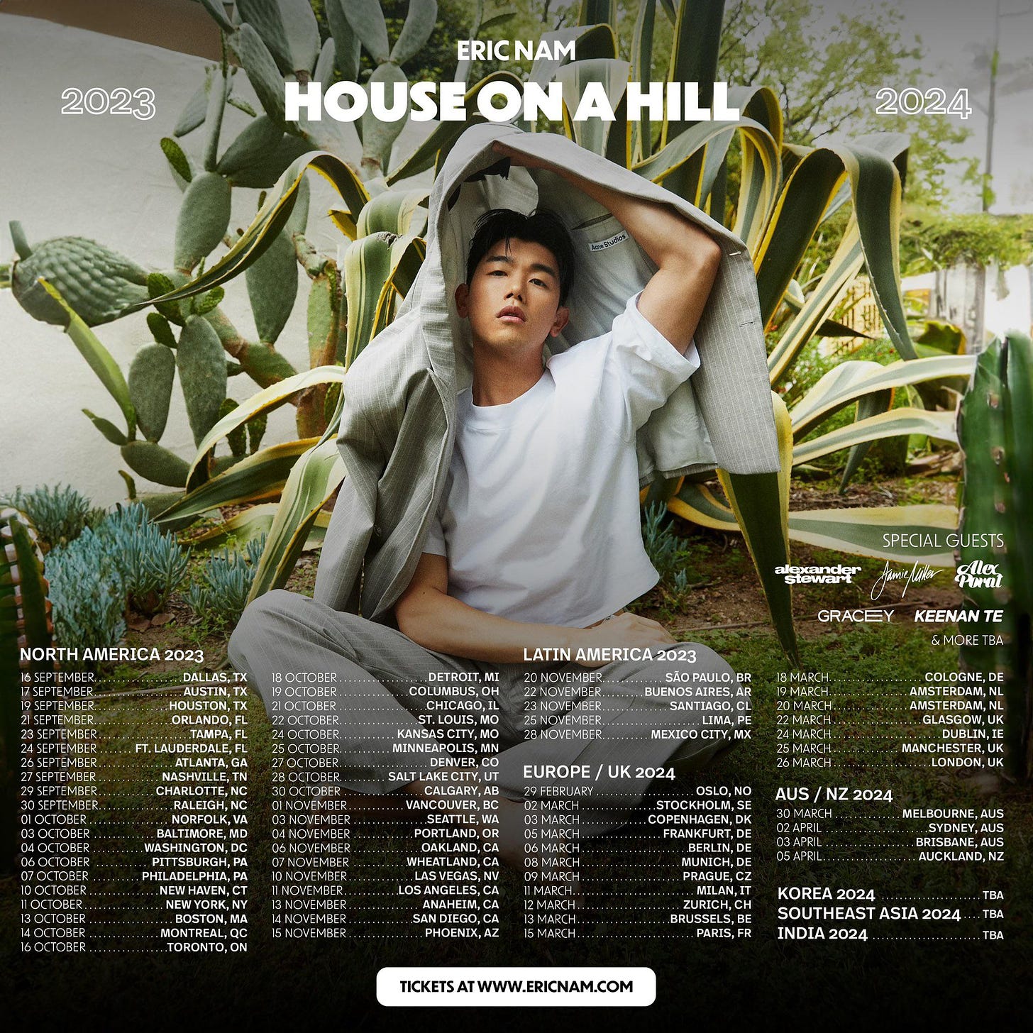 Eric Nam House On A Hill Official Tour Dates and Venue Announcement  2023-2024 : r/kpop