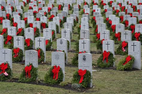 The wreaths placed on the tombstones of Canada's veterans in the ...