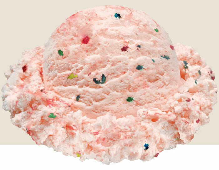 A scoop of Stewart's Cotton Candy Ice Cream. This flavor has a cotton candy base and is sprinkled with multi-colored chocolate chips. A scoop of Stewart's Cotton Candy Ice Cream. This flavor has a cotton candy base and is sprinkled with multi-colored chocolate chips.