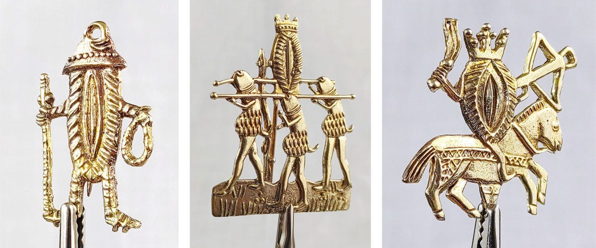 A composite of three images of gold badges A composite of three images of gold badges