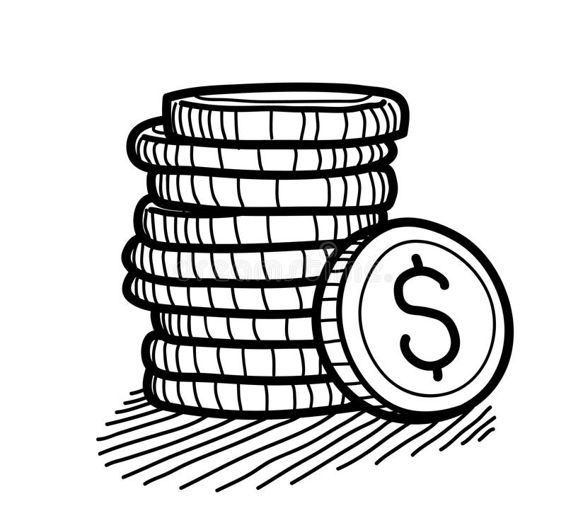 Stack of Coins Doodle (Dollar) Stock Vector - Illustration of icon, drawn:  63193066