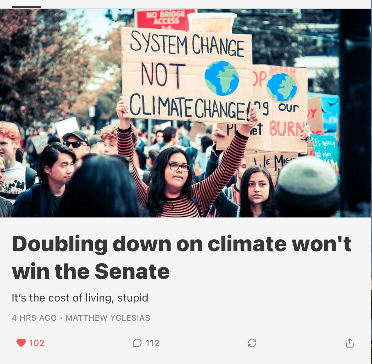 Doubling down on climate won't win the Senate - Matty Yglesias