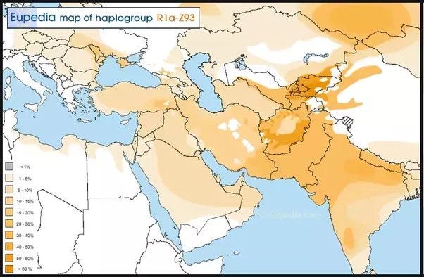 What are the origins of the Y-haplogroup R1a1-Z93 among Europeans,  especially among the Vikings? - Quora