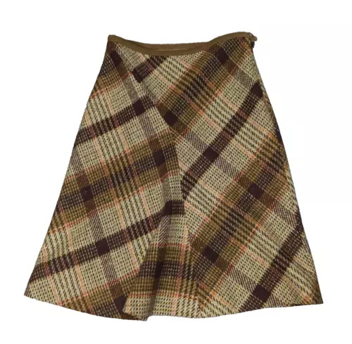 Max Mara Weekend Plaid Tweed Skirt Size 2 Made in Italy A Line Flare Earth Tones - Picture 1 of 10