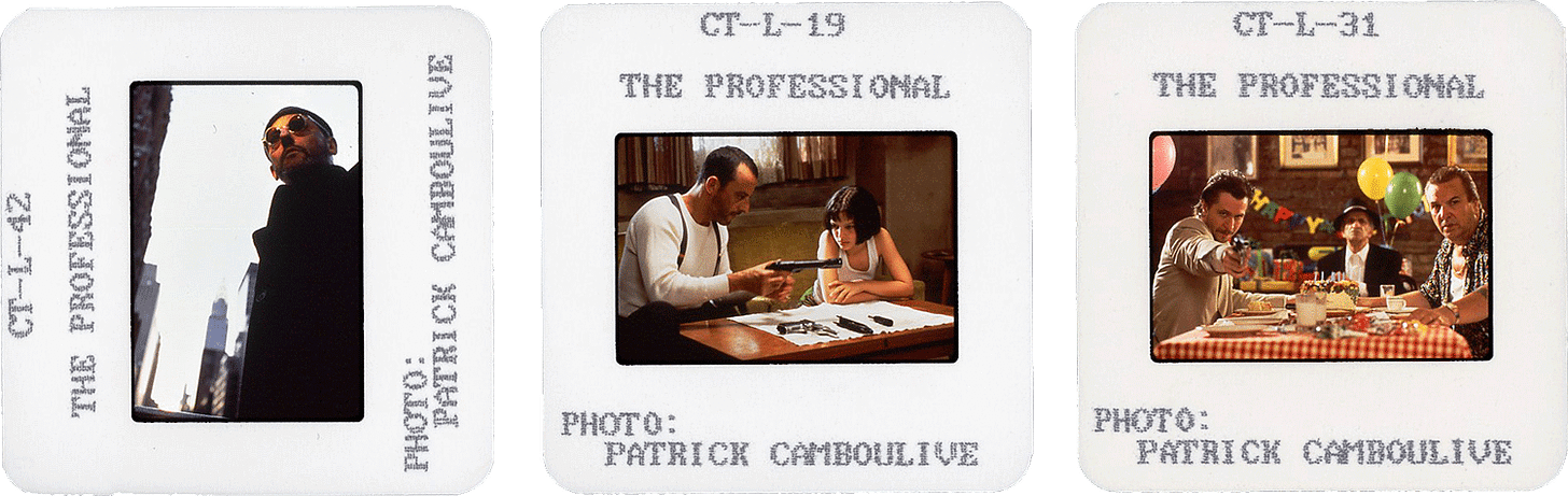 LÉON: THE PROFESSIONAL slides; photos by Patrick Camboulive, courtesy of Columbia Pictures.