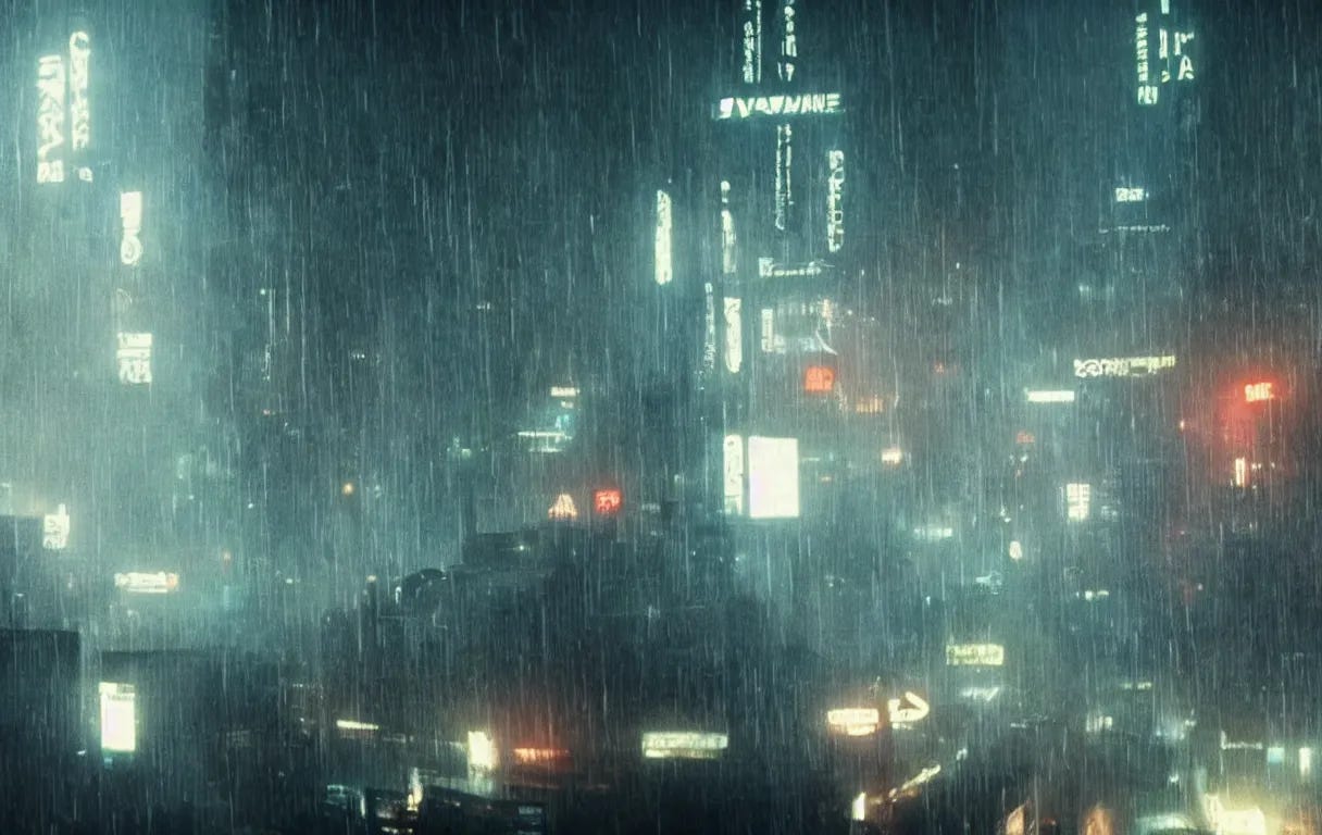 blade runner 2047, movie, dystopian city, rain | Stable Diffusion