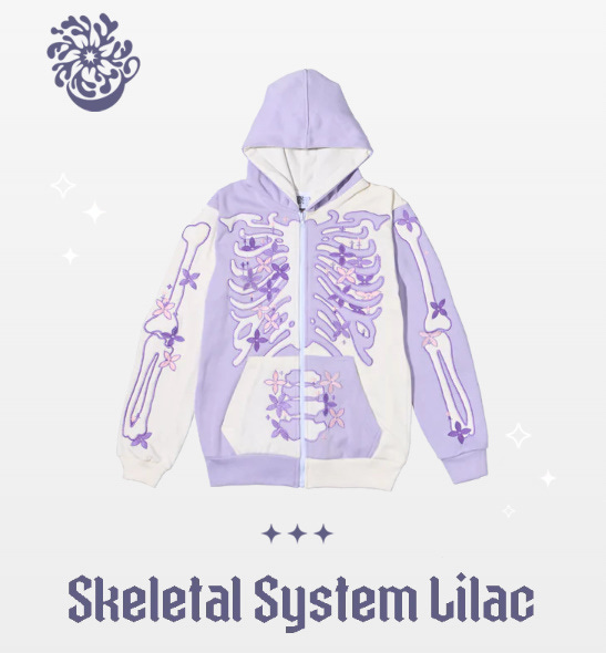 Skeletal System Hoody in lilac