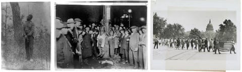 Left to right: The lynching of George Meadows, 1889. Crowd Surrounds Two African American Lynching Victims. A group of African-Americans marching near the Capitol building in Washington, D.C., to protest the lynching of four African-Americans in Georgia. Left to right: The lynching of George Meadows, 1889. Crowd Surrounds Two African American Lynching Victims. A group of African-Americans marching near the Capitol building in Washington, D.C., to protest the lynching of four African-Americans in Georgia.