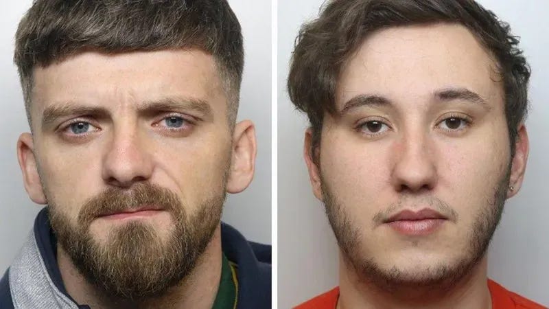 West Yorkshire Police/Northamptonshire Police/PA  Jordan Parlour (left) and Tyler Kay (right) were jailed for stirring up racial hatred on social media