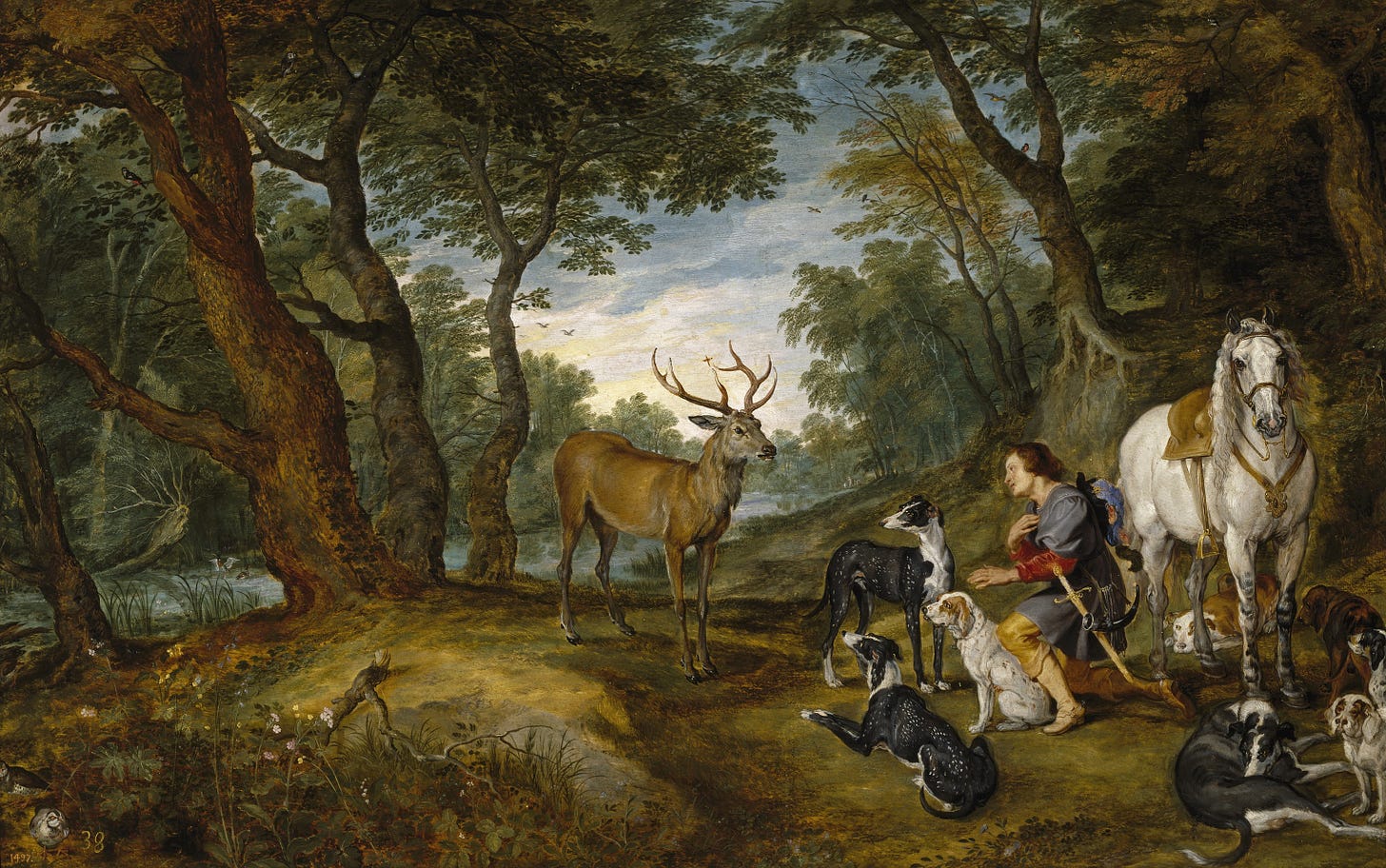 Miracle of Saint Hubert (1617) by Peter Paul Rubens & Jan Brueghel - Public  Domain Catholic Painting