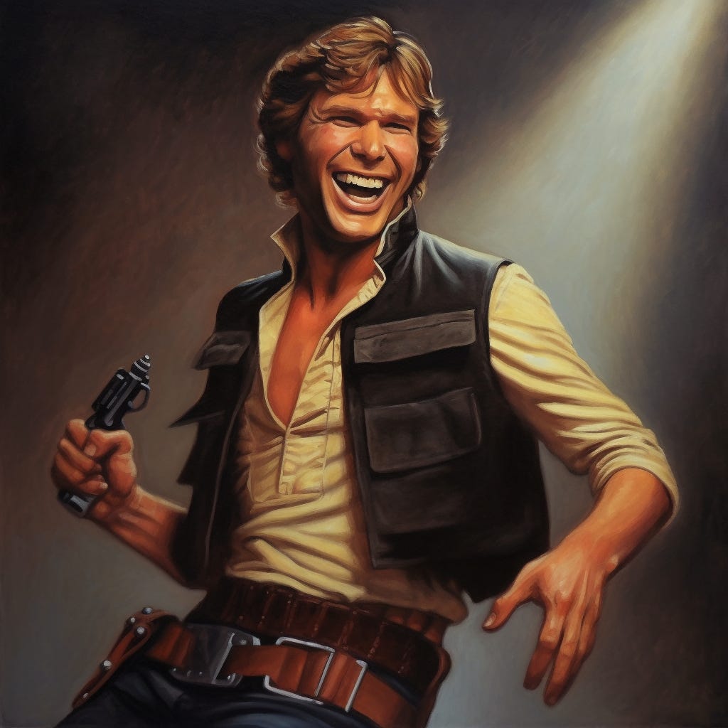 Hans Solo laughing first