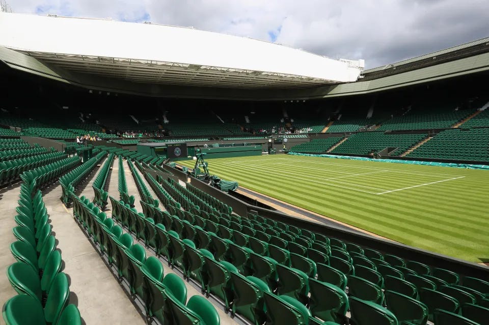 O court principal de Wimbledon vazio