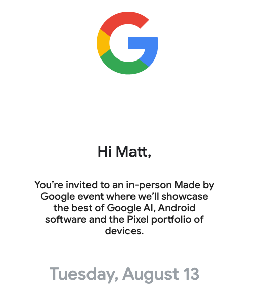 Google Pixel 9 launch event invite