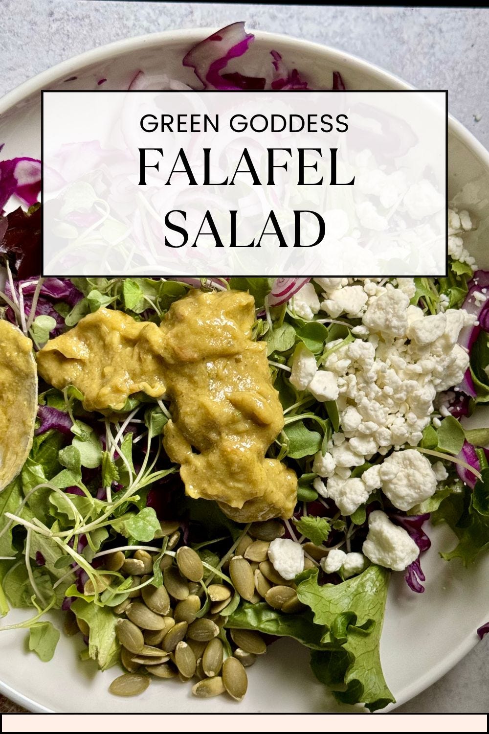 falafel salad with avocado dressing