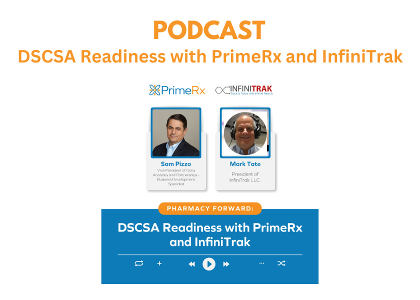  Episode #3 Pharmacy Forward: DSCSA Readiness with PrimeRx and InfiniTrak In this podcast, we’ll explore the essentials of the Drug Supply Chain Security Act (DSCSA) and how PrimeRx’s partnership with InfiniTrak helps pharmacies stay compliant. Join Sam Pizzo, Vice President of Data Analytics at PrimeRx, and Mark Tate, President of InfiniTrak, as they share key insights on ensuring your pharmacy is ready for DSCSA’s regulatory changes.