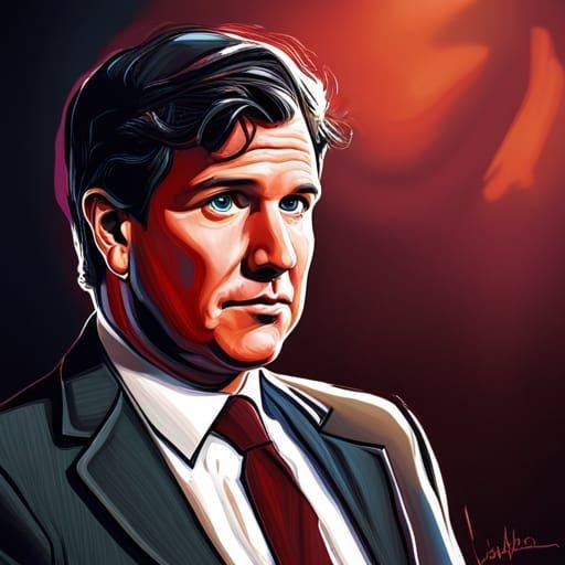 Tucker Carlson, dark horse, 8K, high contrast, film noir