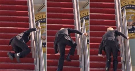 Joe Biden 'doing fine' after falling three times going up steps of Air ...