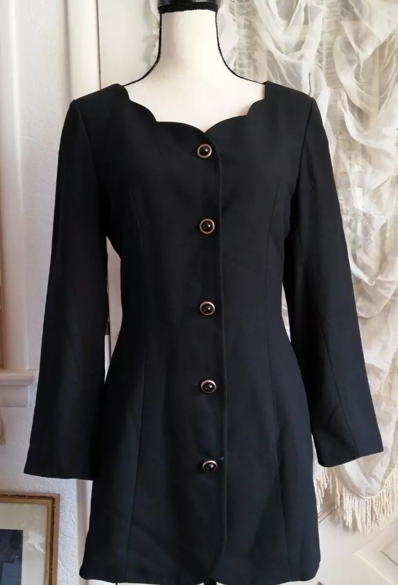 Vintage Ann Taylor Women Blazer Suit Jacket Black Size 8 Career Slim Dressy look - Picture 1 of 3