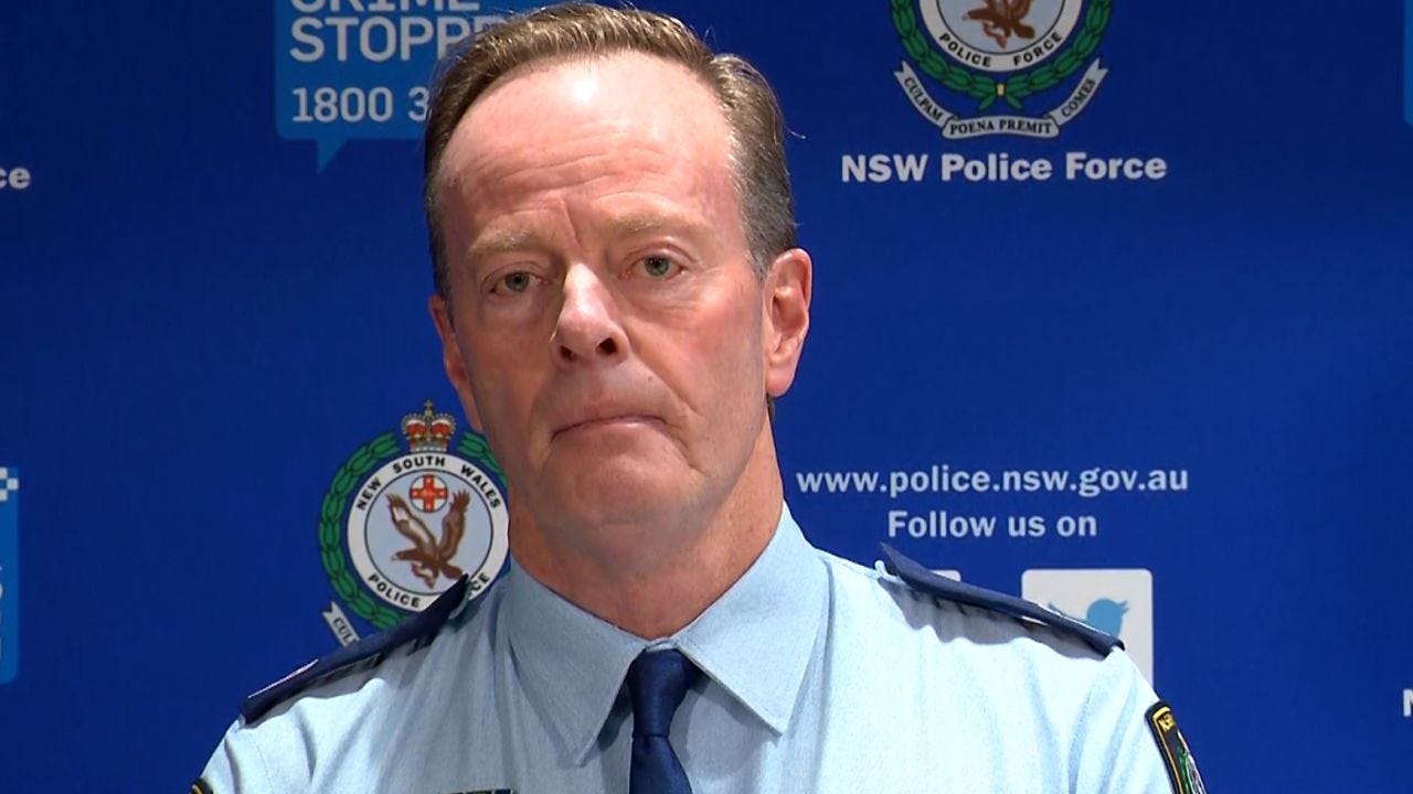 Peter Cotter, NSW Police Force Assistant Commissioner, takes part in a press conference on May 19.