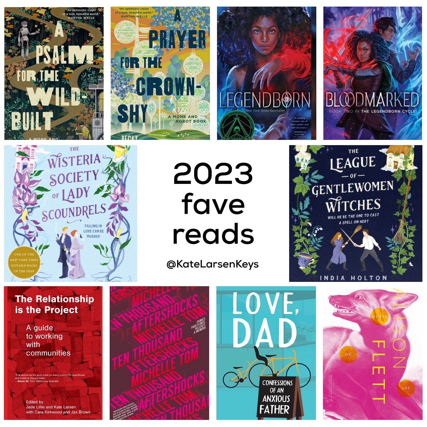 2023 fave reads @KateLarsenKeys with collage of 10 book covers