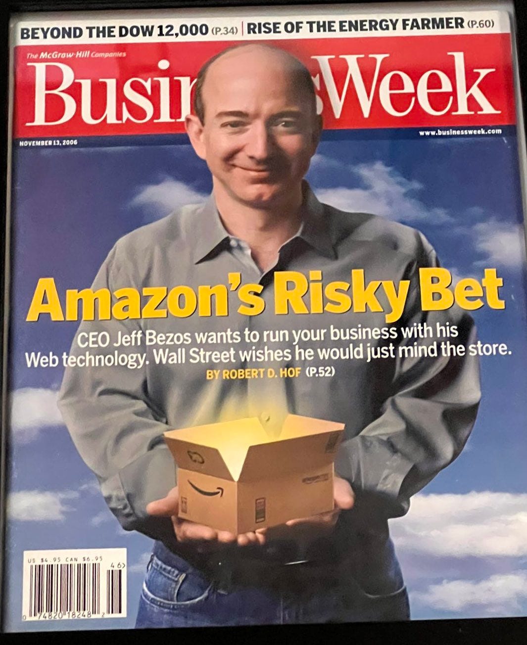 Jeff Bezos on X: "I have this old 2006 BusinessWeek framed as a reminder.  The “risky bet” that Wall Street disliked was AWS, which generated revenue  of more than $62 billion last