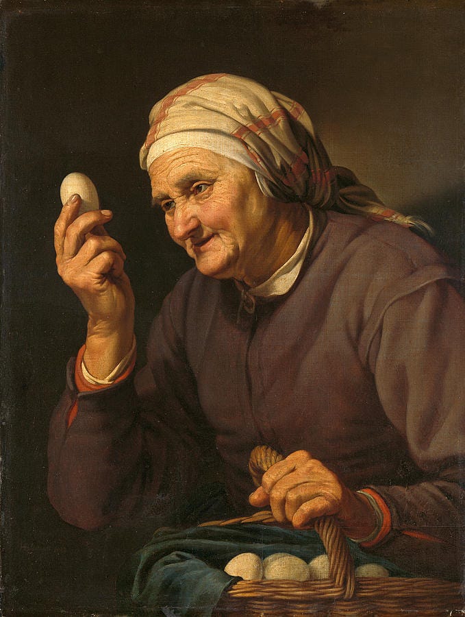 Old woman selling eggs Painting by Hendrick Bloemaert - Pixels