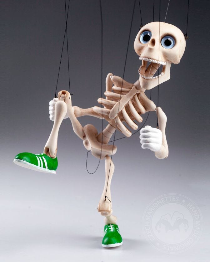 Baby Bonnie - happy skeleton puppet | Marionettes.cz