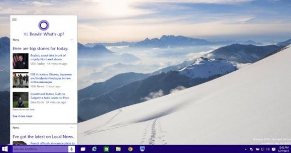 windows 10 cortana integration preview 2015