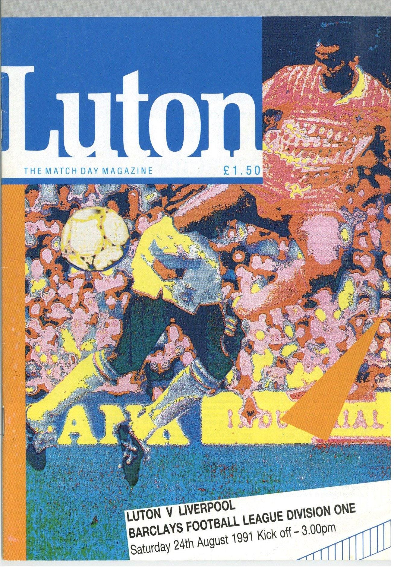 Programme: Luton Town vs Liverpool 1991/1992