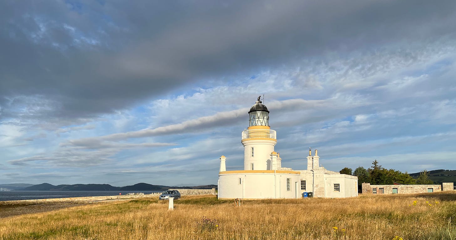 Chanonry Point Lighthouse, Black Isle Scotland, Rosemarkie, tech recovery sunstone