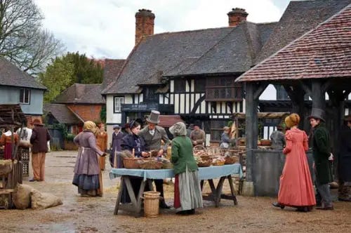 Market day in the street in Highbury.