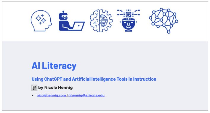 AI Literacy: using ChatGPT and AI Tools in Instruction
