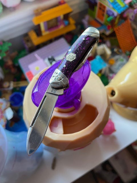 Rough Ryder Purple Sparkle Mini-Canoe pocket knife