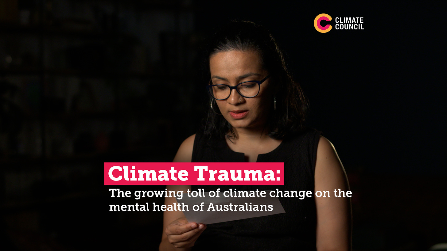 Climate trauma: The growing toll of climate change on the mental health of  Australians video | Climate Council