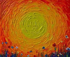 ABSTRACT SUNSHINE OF HAPPINESS textural impasto palette knife oil painting  detail Ana Maria Edulescu Painting by Ana Maria Edulescu