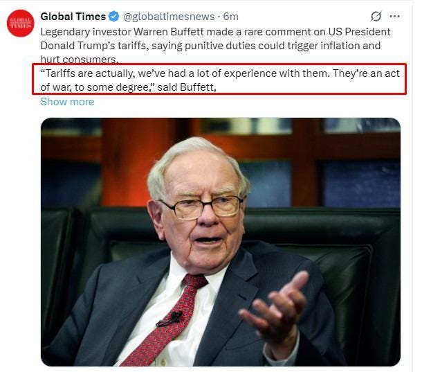Warren Buffett says Trump's tariffs hurt consumers, “an act of war, to some degree” — TradingView News Warren Buffett says Trump's tariffs hurt consumers, “an act of war, to some degree” — TradingView News