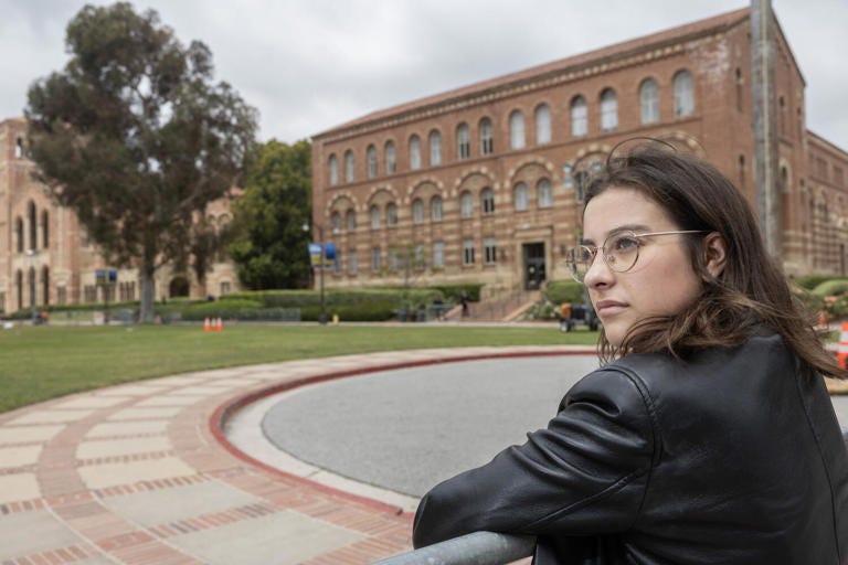 Rachel Burnett, a senior who described herself as a non-Zionist Jew, disagreed with the call for divestment and academic boycotts, especially of UCLA's Nazarian Center, an educational center for the study of Israeli history, politics and culture. ((Myung J. Chun / Los Angeles Times))