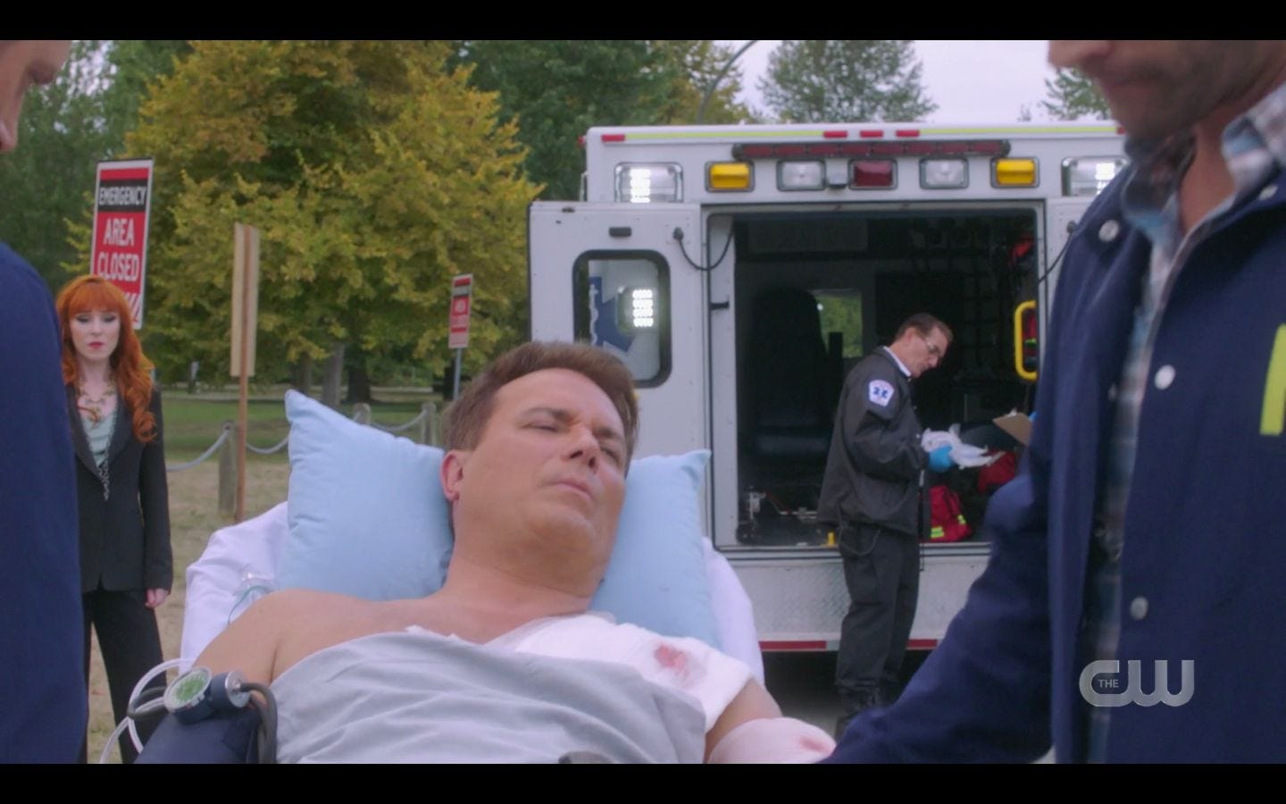 Ketch being wheeled into ambulence after Dean shot him Raising Hell