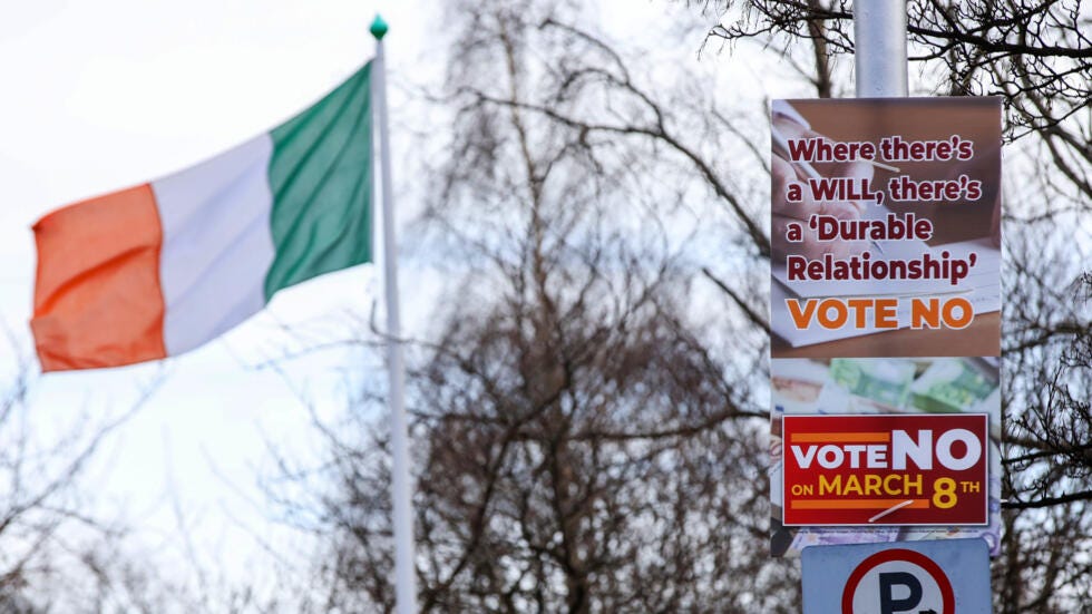 Early Irish referendum tallies indicate 'No' vote on family and care