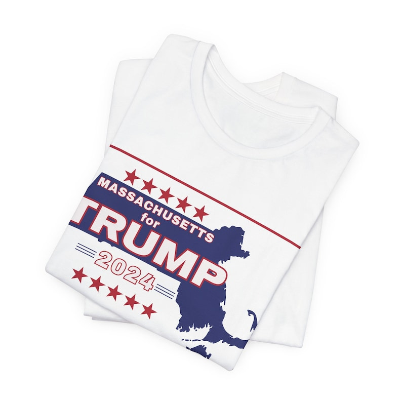 Massachusetts for Trump 2024 T-Shirt, Trump Political Shirt, Unisex Jersey Short Sleeve Tee image 5