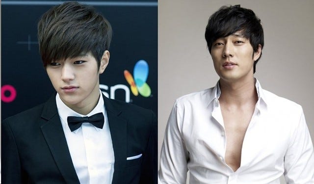 Kim Myung-Soo (Left) plays the younger version of So Ji Sub's character.