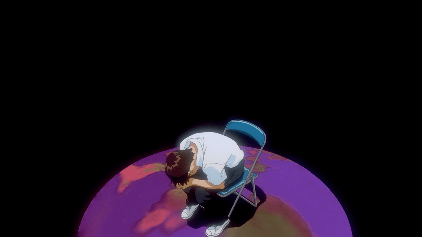 ever wanted shinji's iconic chair pose as a desktop bg? well here you go,  made it myself : r/evangelion
