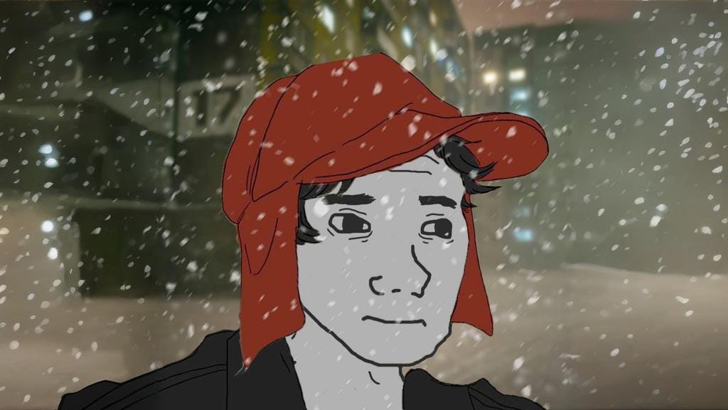 An illustration of Holden Caulfield from Catcher in the Rye