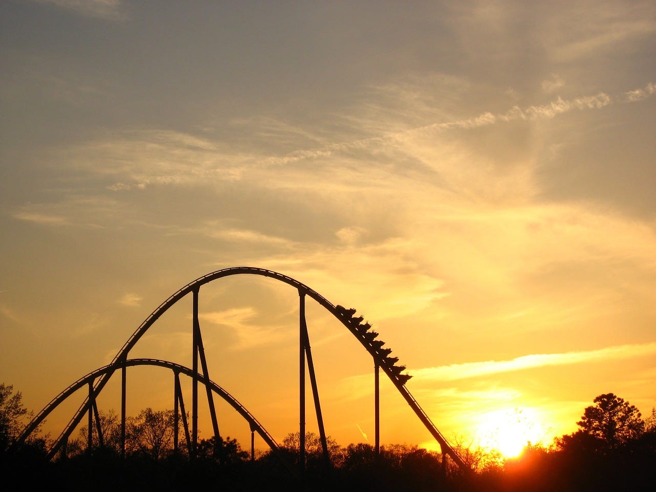 rollercoaster at sunset