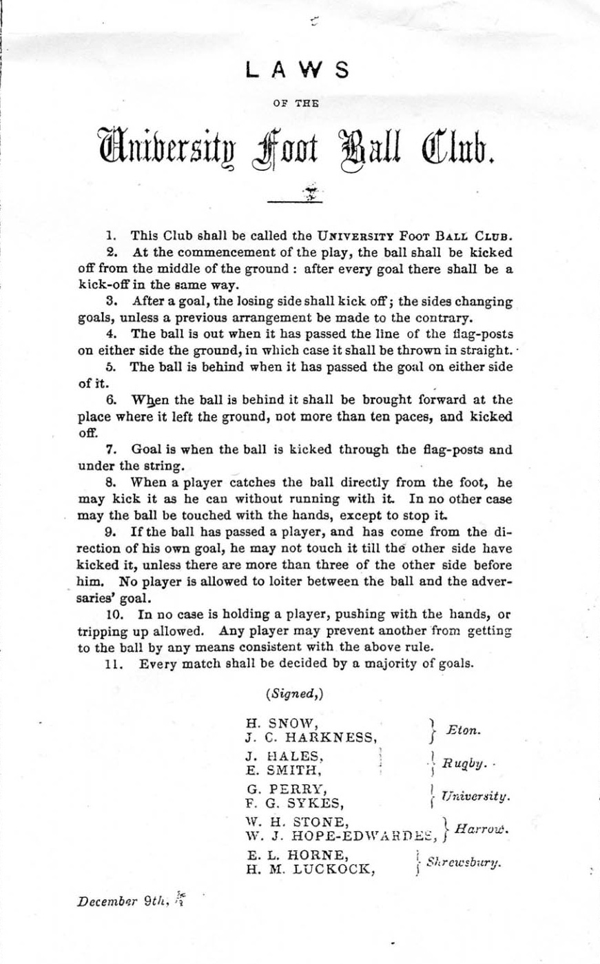 1856 Cambridge Football Laws