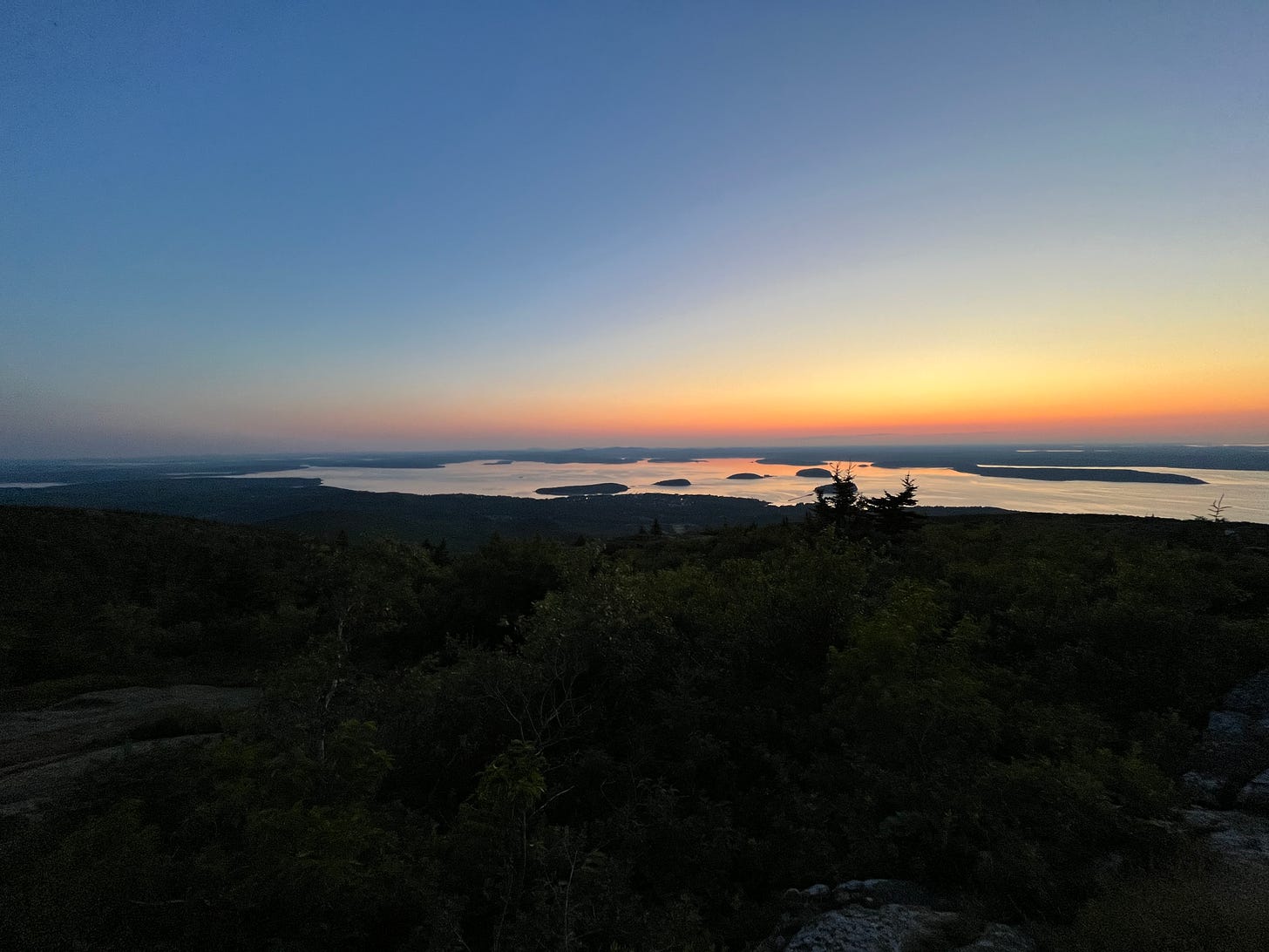 A sunrise on a mountain.